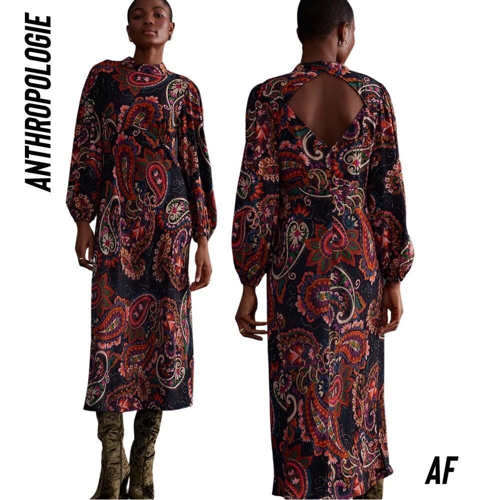 Anthropologie By Kachel Paisley Print Maxi Dressnew Medium